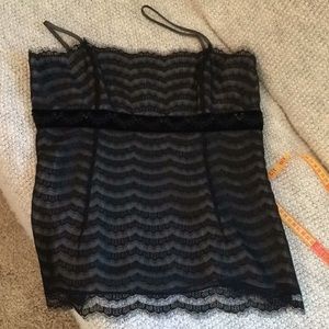 Ann Taylor black lace beaded top size 6